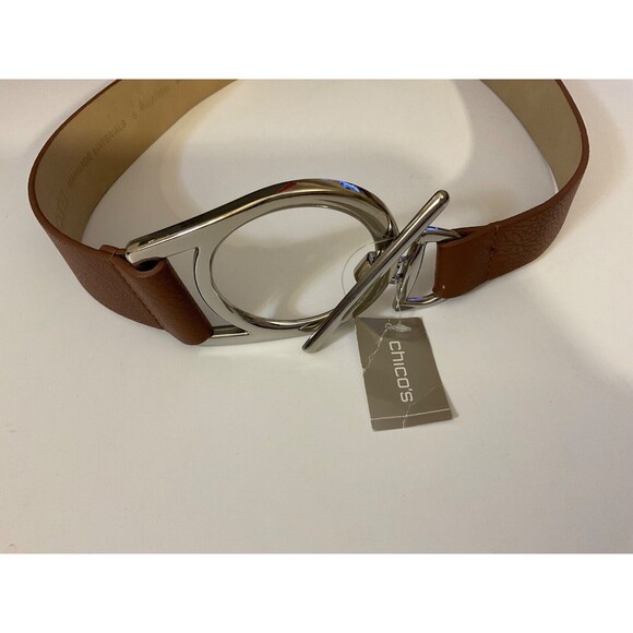 NWT Chico’s - Kendra Brown Vegan Leather Romantic Boho Belt with Elastic - S - Picture 1 of 6